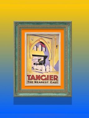 Tangier Travel Poster Wall Art - Orange & Teal